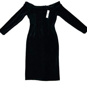 Mario Balluci for J. Crew black velvet off-the-shoulder sheath dress